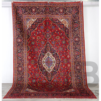 Very Large Hand Knotted Wool Persian Kashan Main Carpet