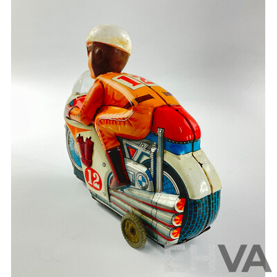Vintage Bandai Pressed Steel Brran Motorcycle, Battery Operated with Original Box, Made in Japan