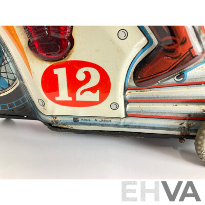 Vintage Bandai Pressed Steel Brran Motorcycle, Battery Operated with Original Box, Made in Japan