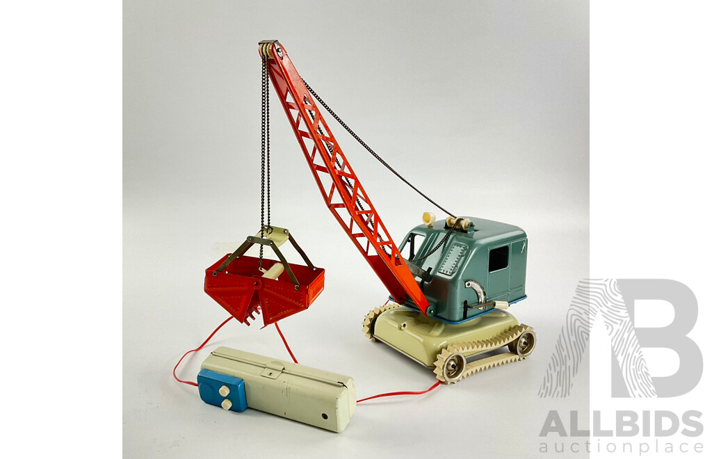 Vintage Pressed Steel Remote Controlled Toy Crane Bucket, Made in West Germany