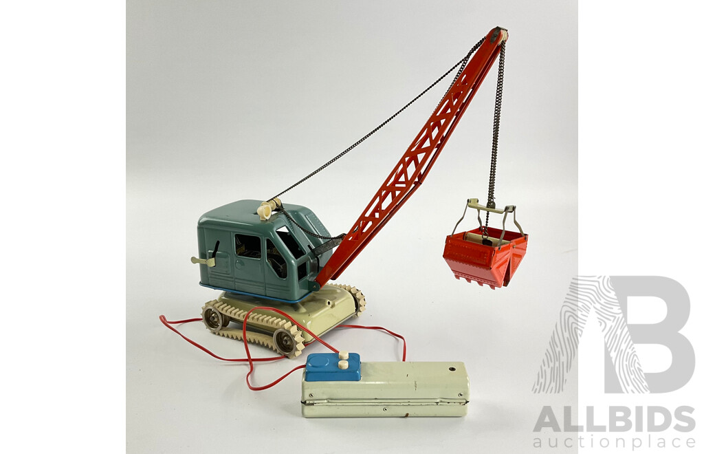 Vintage Pressed Steel Remote Controlled Toy Crane Bucket, Made in West Germany