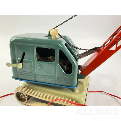 Vintage Pressed Steel Remote Controlled Toy Crane Bucket, Made in West Germany