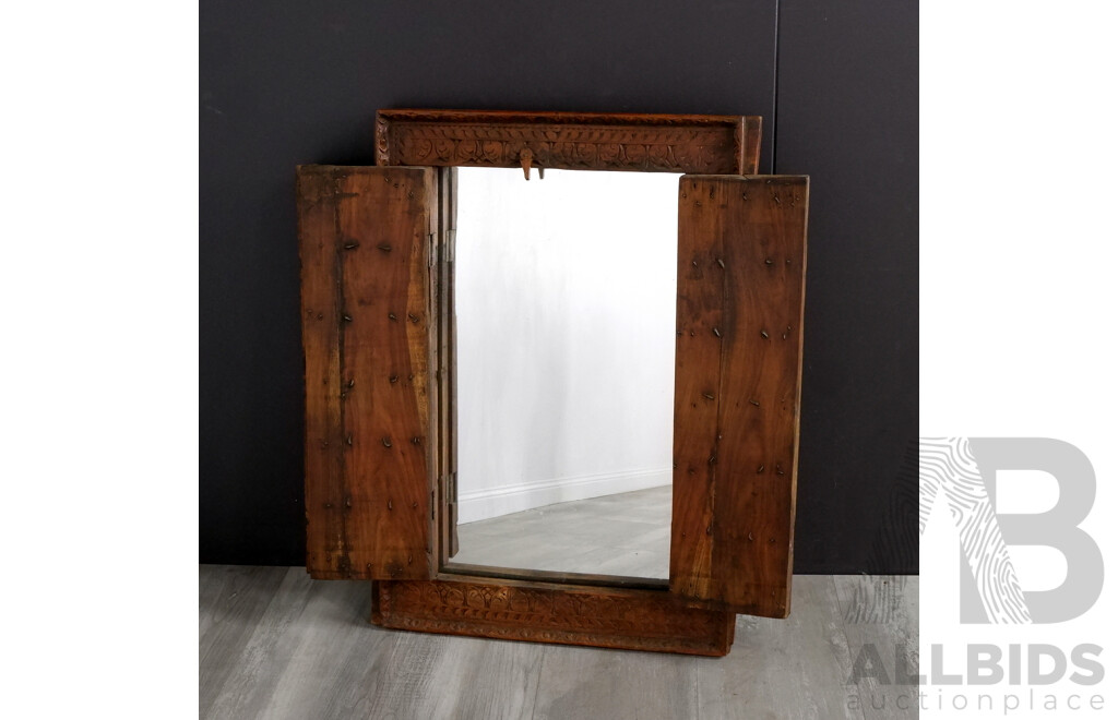 Hardwood Framed Mirror with Castle Doors