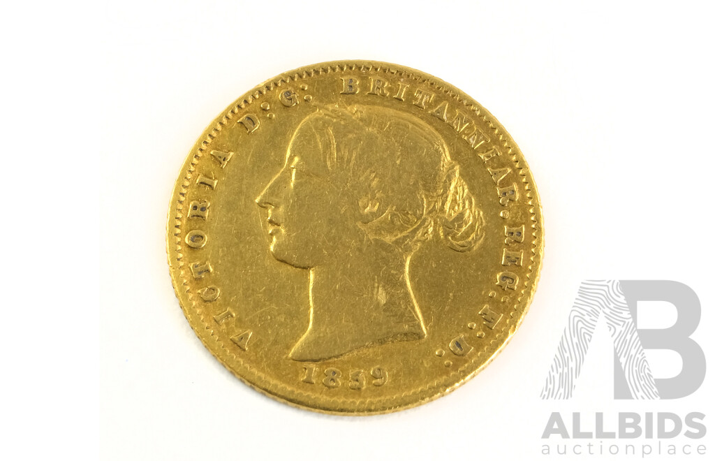 Australian 1859 Queen Victoria Gold Half Sovereign - Sydney Mint