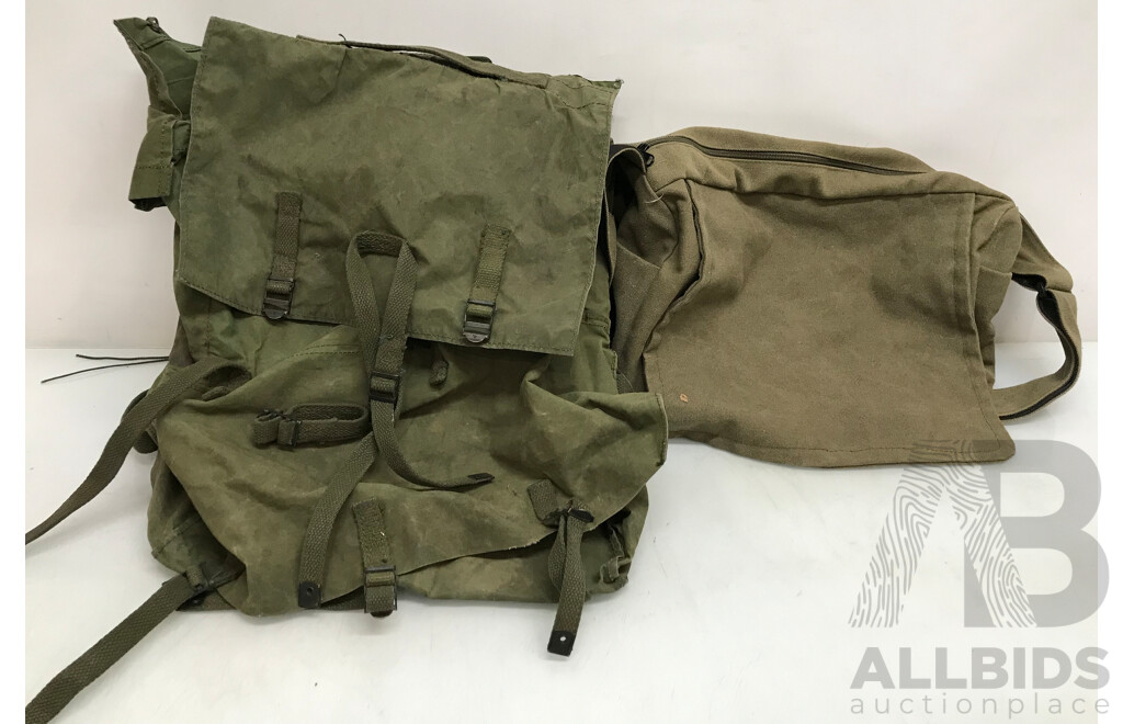 Army-Style Rucksack and Messenger Bag - Lot of 2