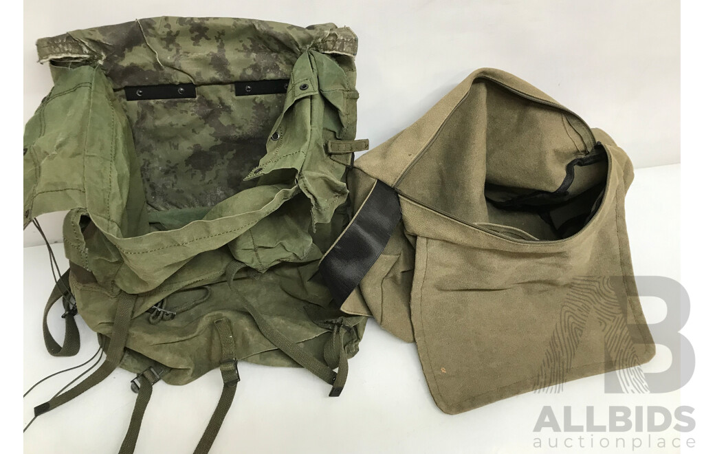 Army-Style Rucksack and Messenger Bag - Lot of 2