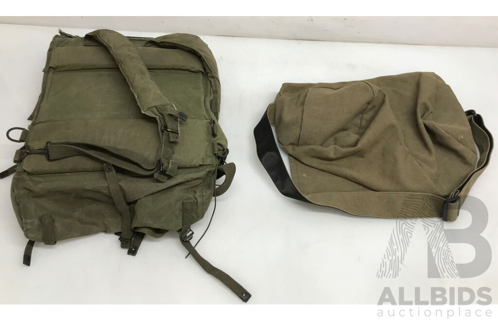 Army-Style Rucksack and Messenger Bag - Lot of 2