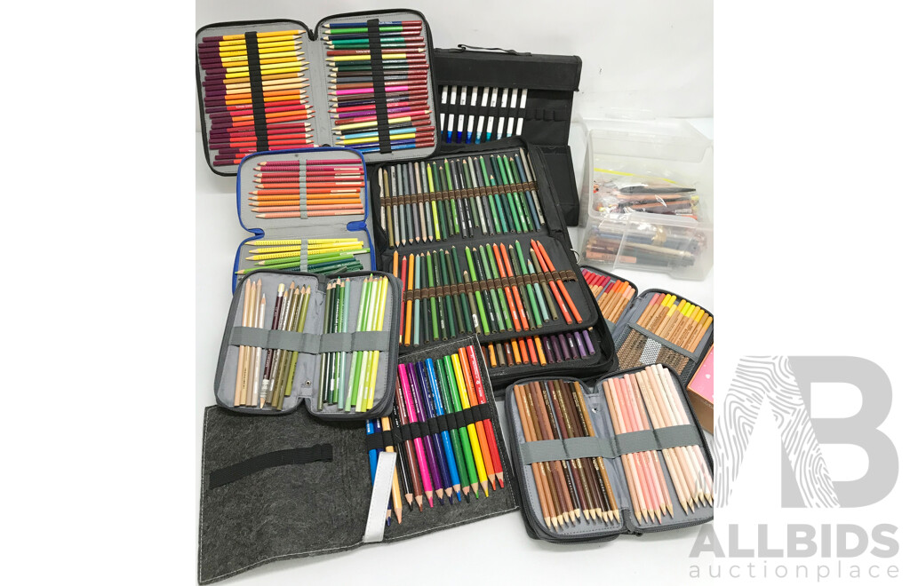 Lot of Assorted Colour Pencils and Pens