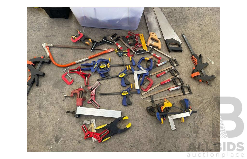 Assorted Hand Tools, Clamps and Other Items