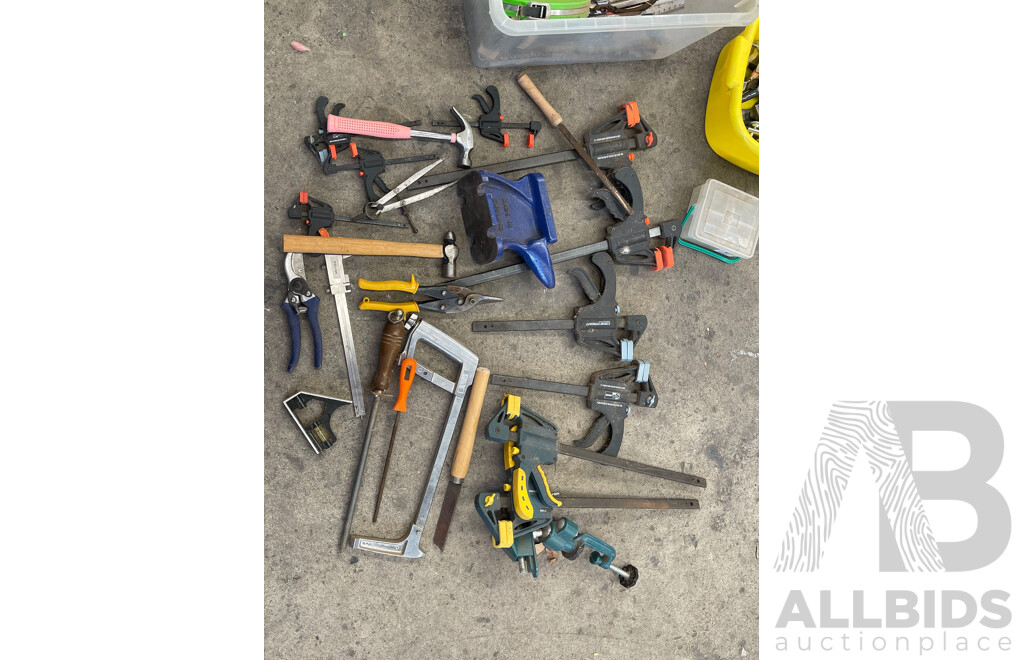 Assorted Hand Tools, Clamps and Other Items