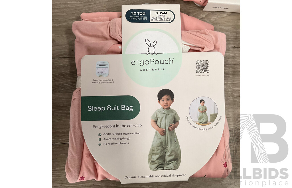 ERGO POUCH Sleep Suit Bag 1.0 TOG for 3-12M/8-24M - Pink - Lot of 3