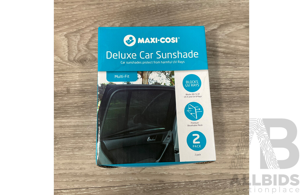 MAXI-COSI  Baby Capsule Rain Cover/ Capsule Tether Strap & Adjuster/Seat Protector/ Back Organiser/ Car Sunshade - Lot of 5