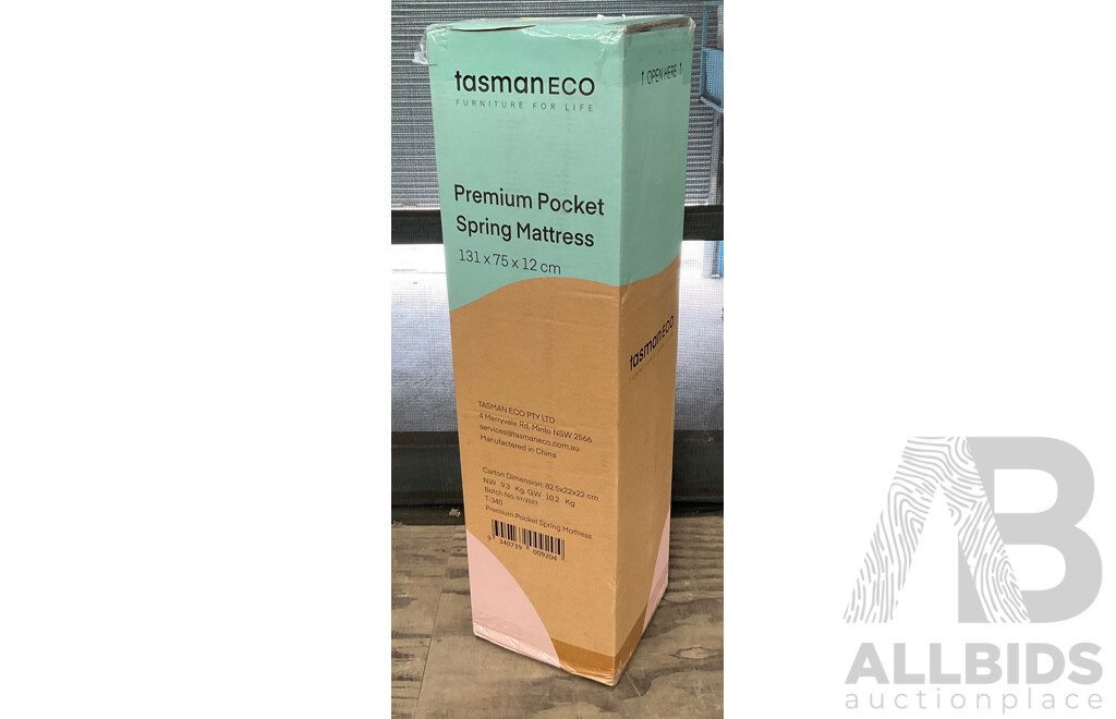 TASMAN ECO Premium Pocket Spring Mattress - ORP $199.00
