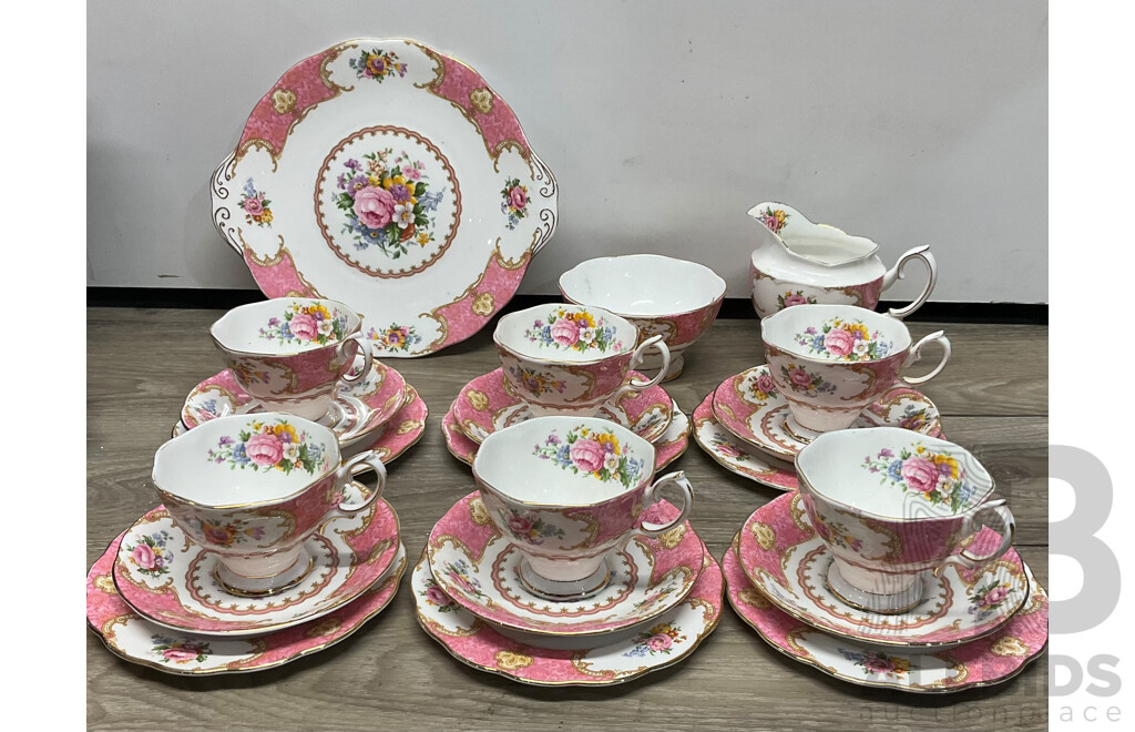 Collection of ROYAL ALBERT Lady Carlyle Teacup/Saucer/ Side Plate/Bowl/Creamer