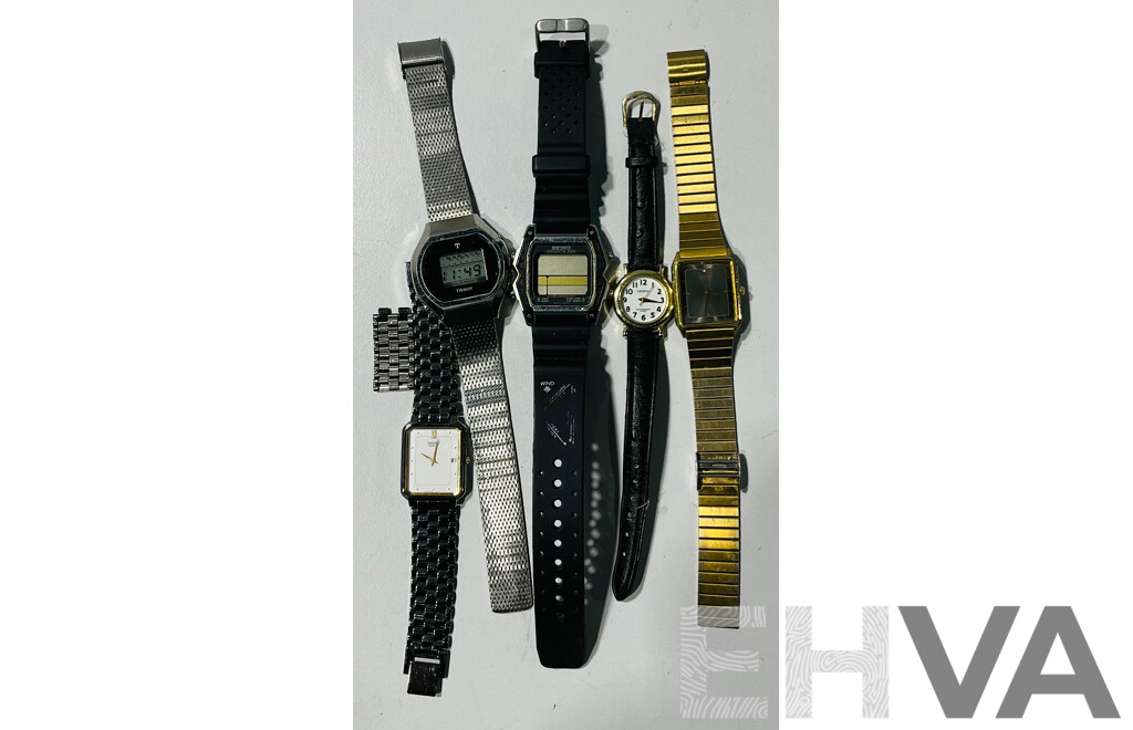 Collection of Vintage Analogue and Digital Wristwatches Including Seiko