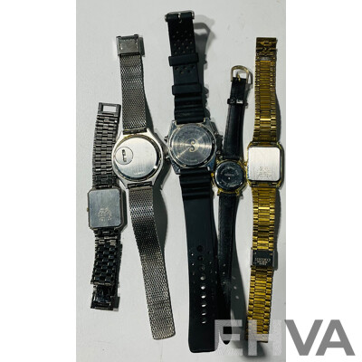 Collection of Vintage Analogue and Digital Wristwatches Including Seiko