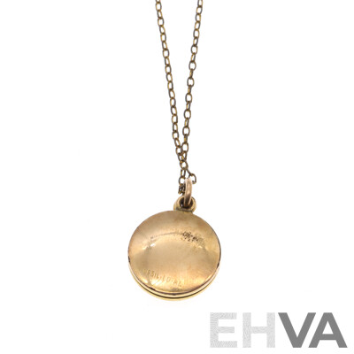 C.1940's Australian Military Forces (Sweetheart) Locket, 9ct Silver Lined, on Chain 40cm