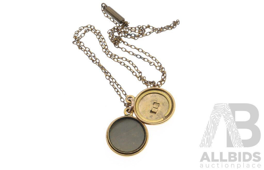 C.1940's Australian Military Forces (Sweetheart) Locket, 9ct Silver Lined, on Chain 40cm