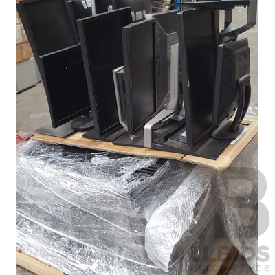 Bulk Lot of Assorted Monitors/Monitor Stands