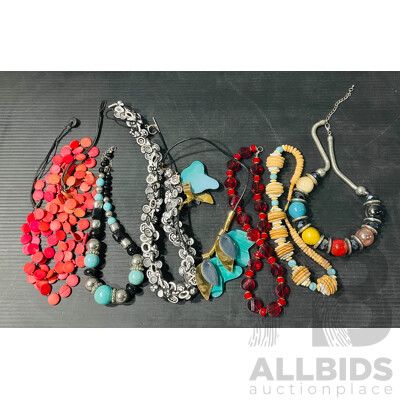 Collection of Seven Diverse Costume Jewellery Necklaces