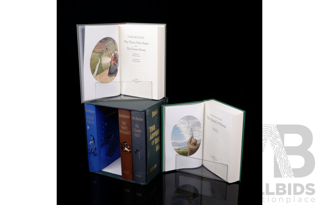 Complete Five Volume Set, the Adventures of Richard Hannay, John Buchan, Folio Society, 2003, Hardcovers in Slip Case