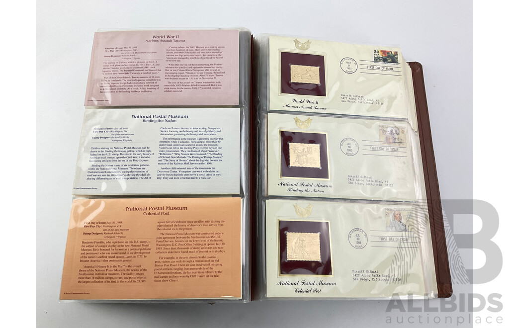 United States of America Postal Commemorative Society Golden Replicas of United States Stamps, 22 Kt Gold Surface