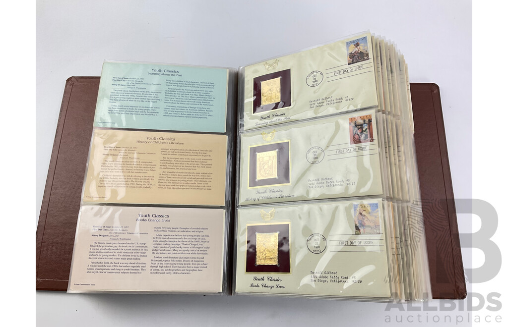 United States of America Postal Commemorative Society Golden Replicas of United States Stamps, 22 Kt Gold Surface