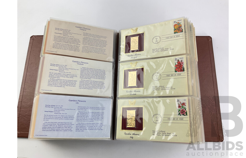 United States of America Postal Commemorative Society Golden Replicas of United States Stamps, 22 Kt Gold Surface