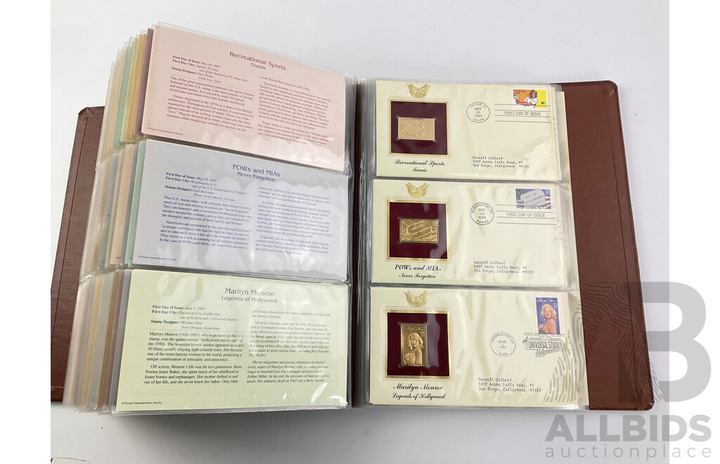 United States of America Postal Commemorative Society Golden Replicas of United States Stamps, 22 Kt Gold Surface