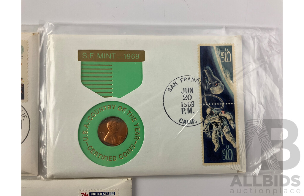 USA 1966, 1968 and 1969 PNCs Including Walt Disney and ''Damaged by Cancelling Machine at San Clemente California Post Office'