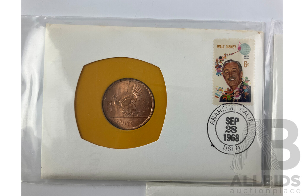 USA 1966, 1968 and 1969 PNCs Including Walt Disney and ''Damaged by Cancelling Machine at San Clemente California Post Office'