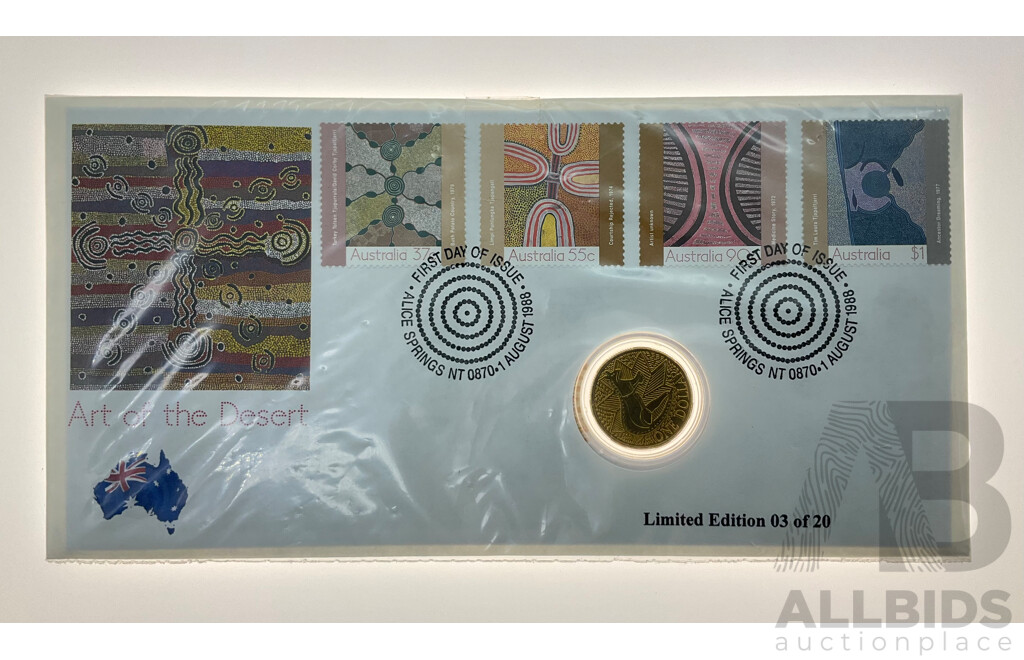 Australian 1988 One Dollar PNC, Art of the Desert,  Lengs’s Commemoratives Limited Edition Three of Twenty