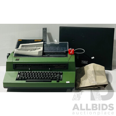 Vintage Large Electric IBM Seletric III Model 670X Alongside Original Instruction Manual, Vinyl Cover and IBM Desk Pad