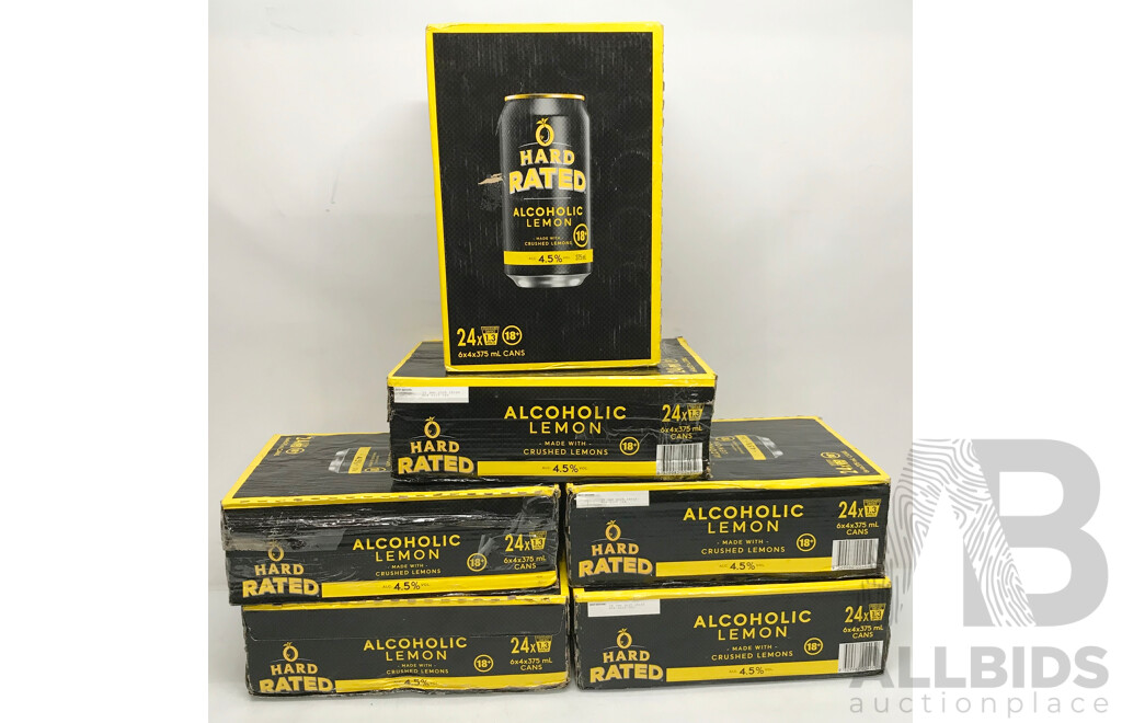 Hard Rated Alcoholic Lemon 375mL (24 Pack) - Lot of 6 Boxes