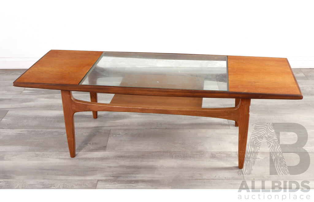 Solid Teak Coffee Table with Glass Insert by G-Plan