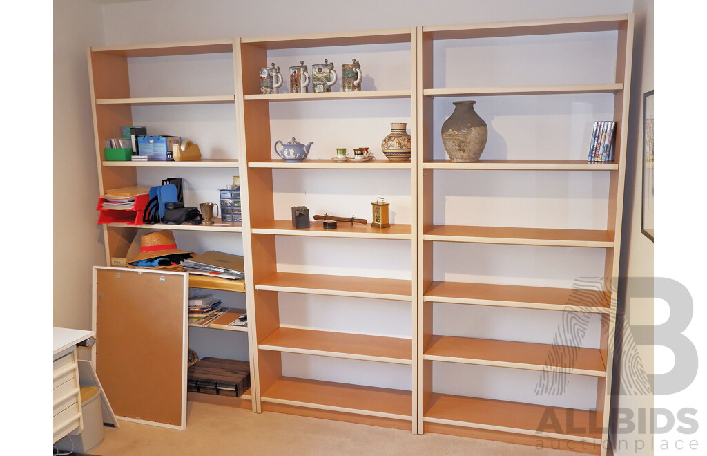 Three Melamine Bookcase Units with Adjustable Shelves