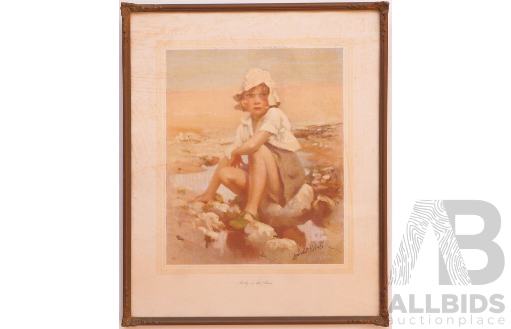 Lancelot Roberts (1883-1950) 'Molly on the Shore', Framed Vintage Colour Lithograph Published by the British Art Company