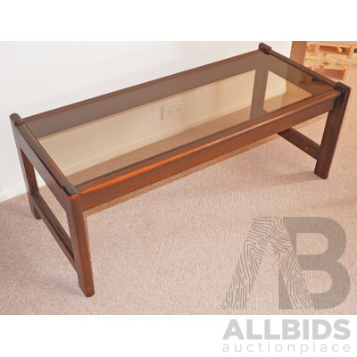 Vintage Coffee Table with Smoked Glass Top
