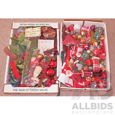 Two Boxes of Vintage Christmas Decorations