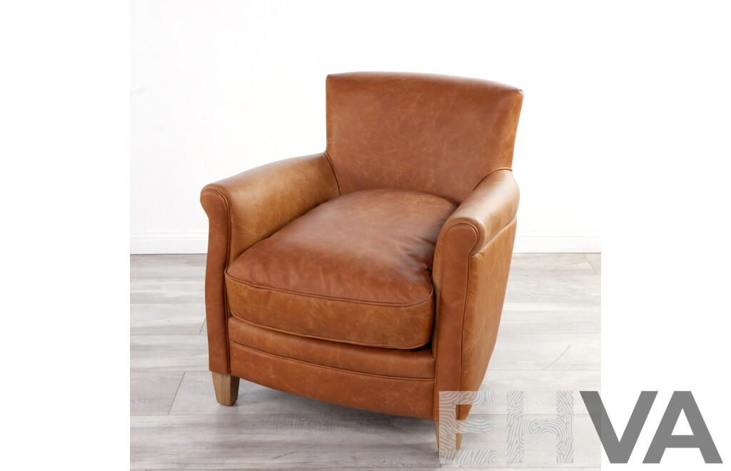 Brown Leather Modern Club Chair
