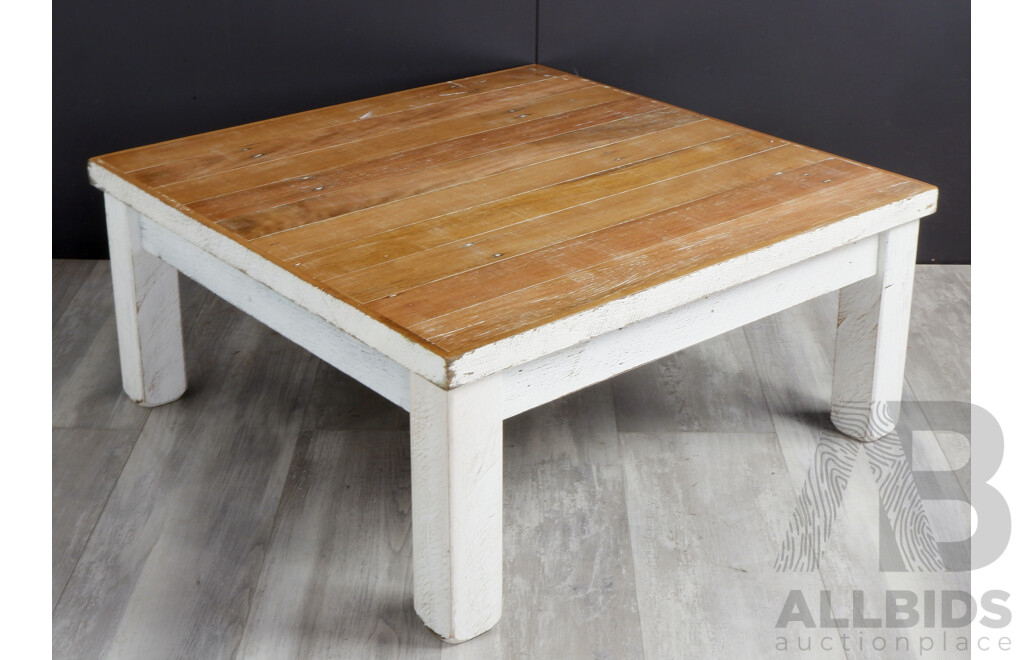 Modern Hardwood Coffee Table with White Wash Legs