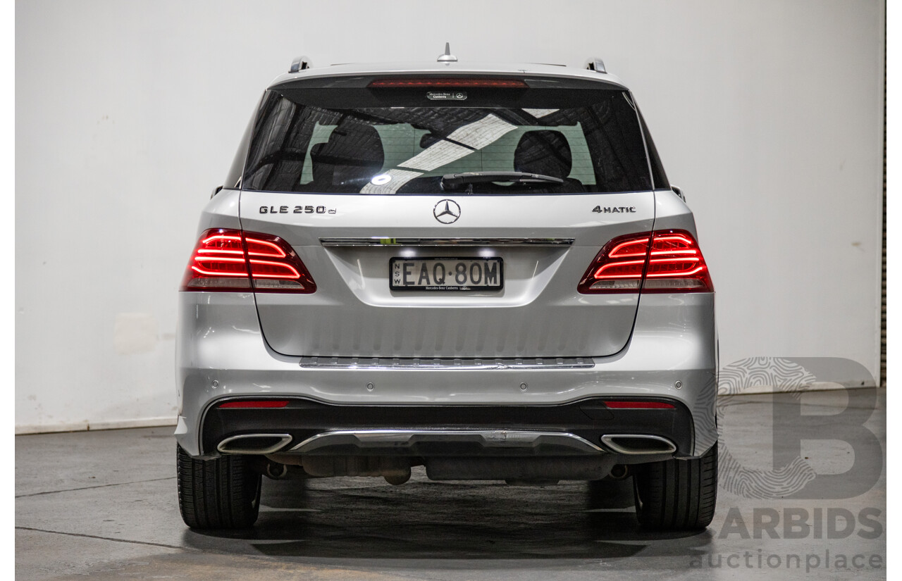 9/2015 Mercedes Benz GLE 250d (AWD) 166 AMG Package 4d Wagon Iridium Silver Metallic Turbo Diesel 2.1L