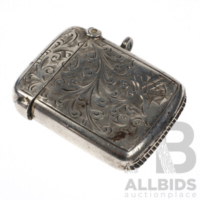 Decorative Solid Sterling Silver Vesta Match Case - Birmingham 1906, 14.96 Grams