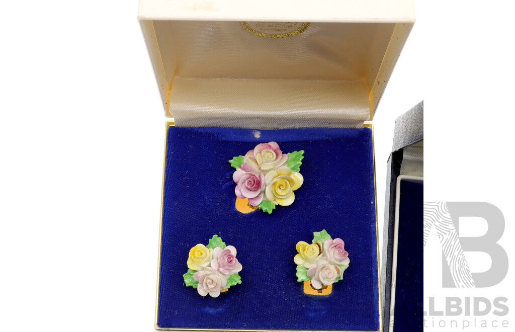 Beautiful Vintage Porcelain Jewellery in Original Boxes, Royal Crown Derby, Royal Adderley and Limoges France