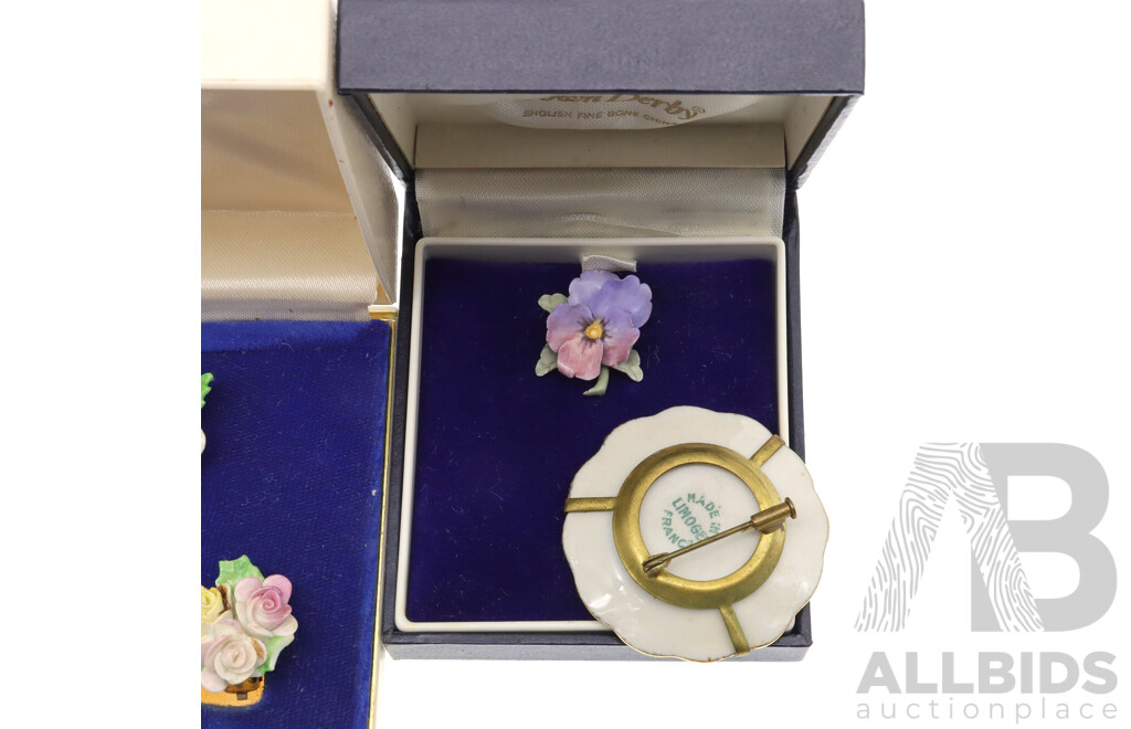 Beautiful Vintage Porcelain Jewellery in Original Boxes, Royal Crown Derby, Royal Adderley and Limoges France