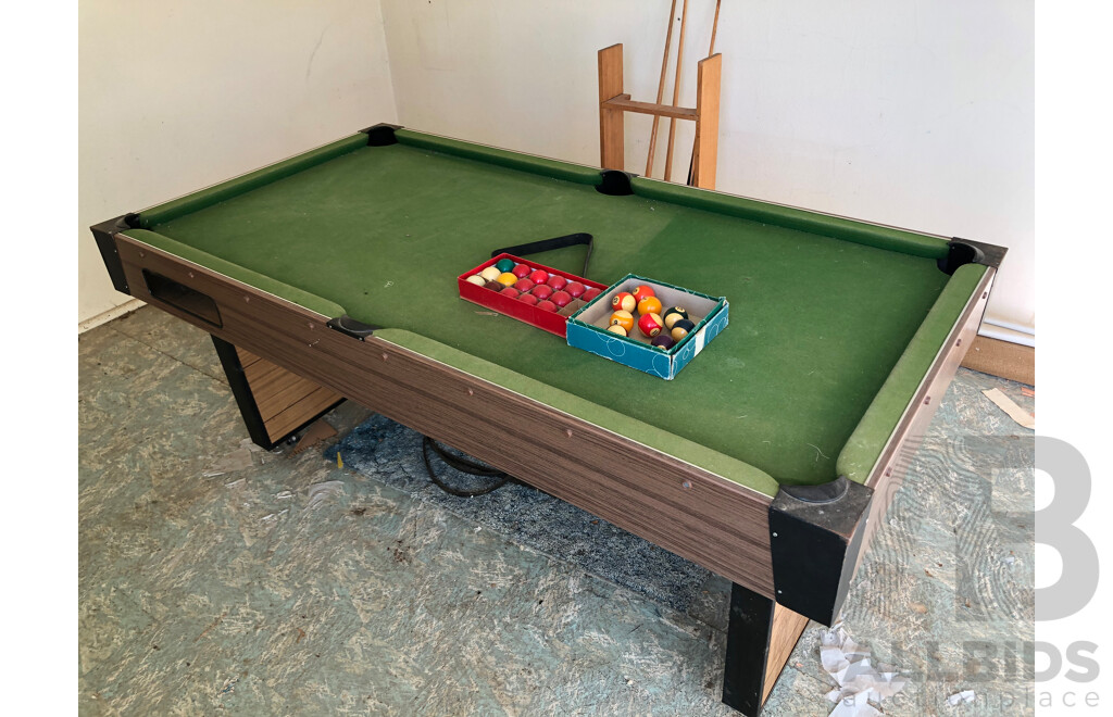 6 Foot X 3 Foot Pool Table and Foosball Soccer Game Table