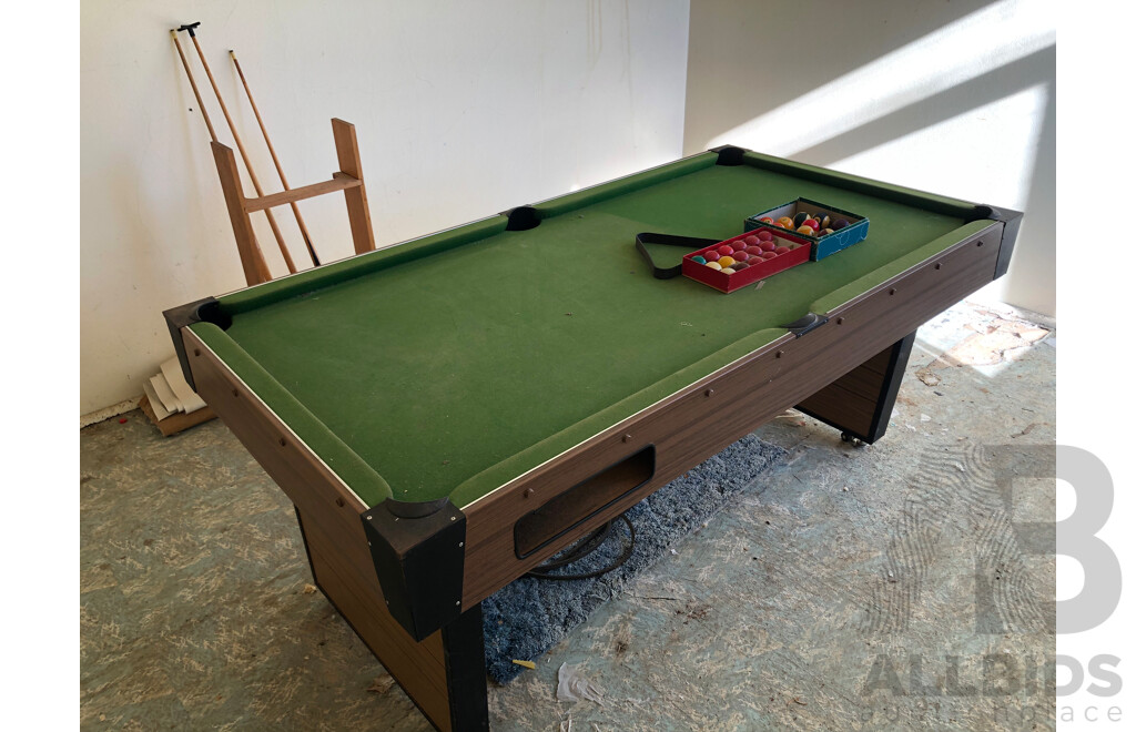 6 Foot X 3 Foot Pool Table and Foosball Soccer Game Table