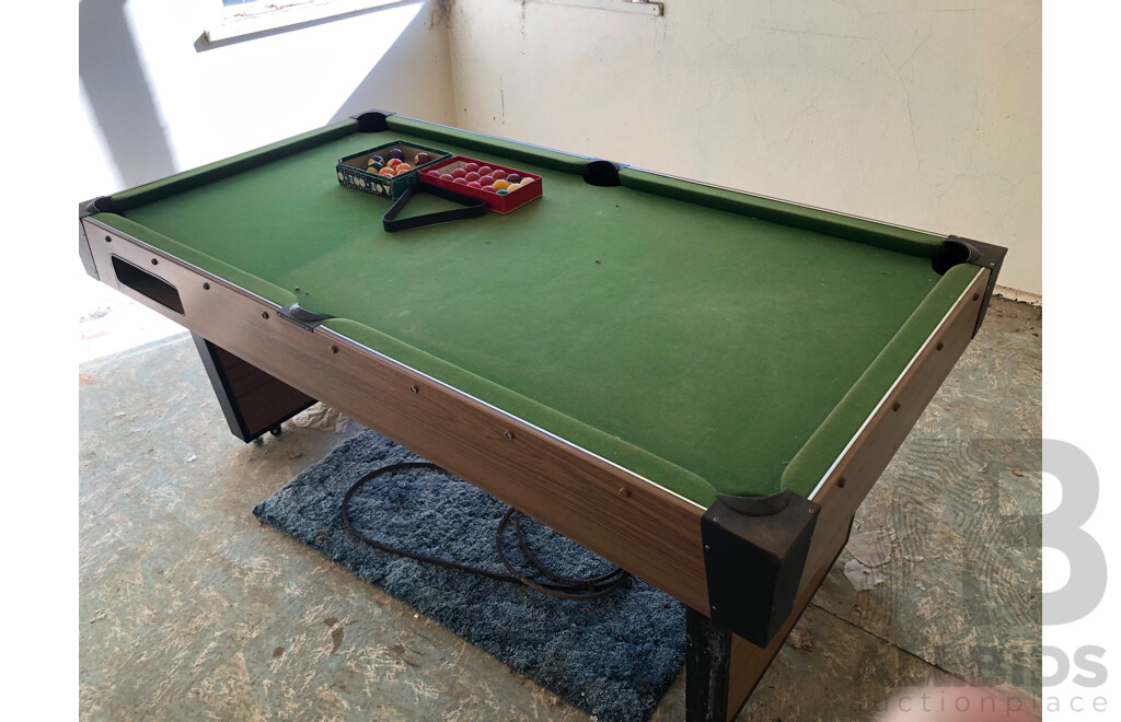 6 Foot X 3 Foot Pool Table and Foosball Soccer Game Table