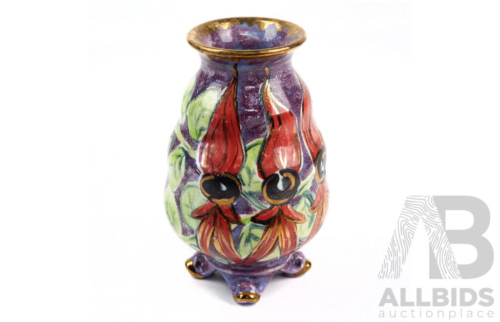 Hand Made Local Canberra Studio Pottery Vase by Monika Leone with Majolica Glaze Finished with Lustres