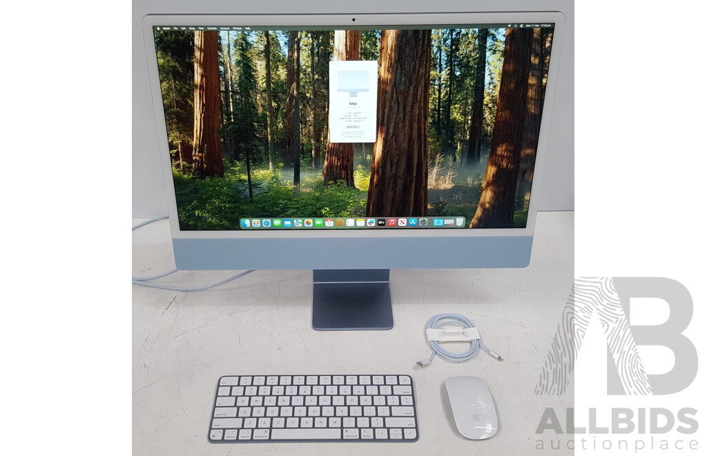 Apple (A2439) Apple M1 3.20GHz 8-Core CPU 24-Inch Retina 4.5K iMac (2021)